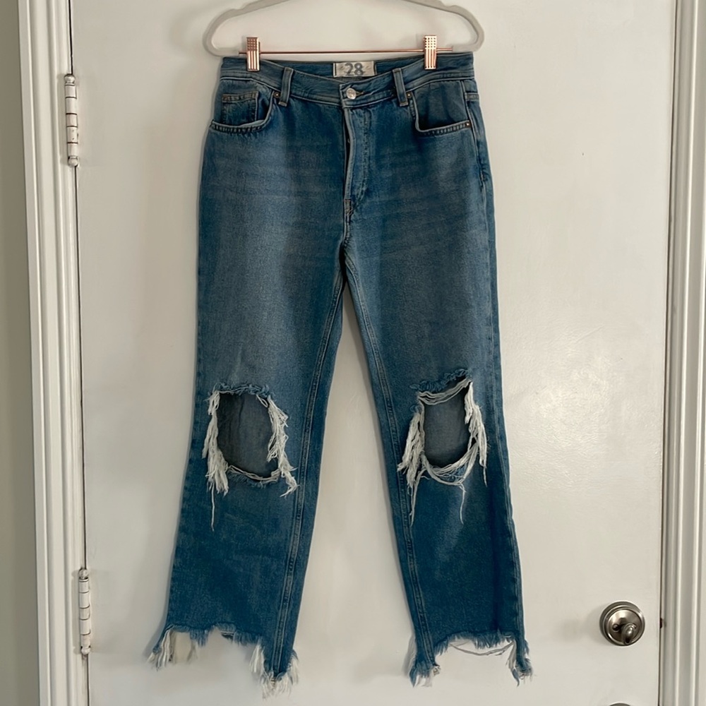 We the Free Distressed Raw Hem Cropped Jeans | 28